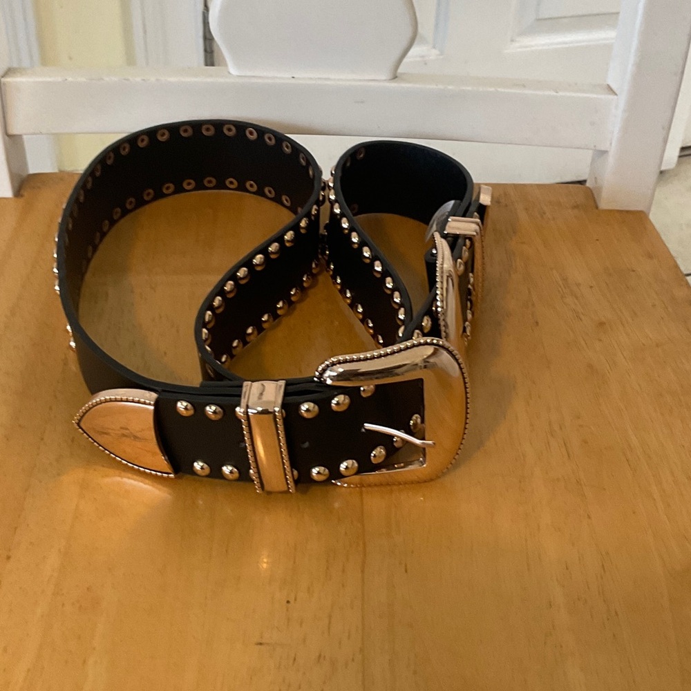 Black Studded Leather Belt